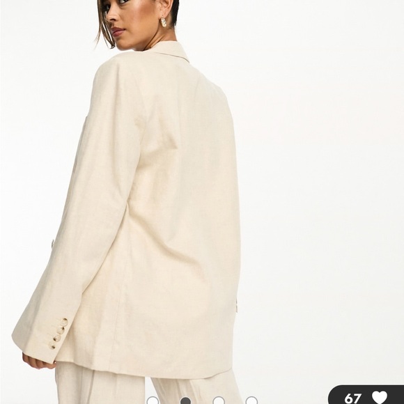 NA-KD oversized tailored blazer in beige size 2 - Picture 2 of 9